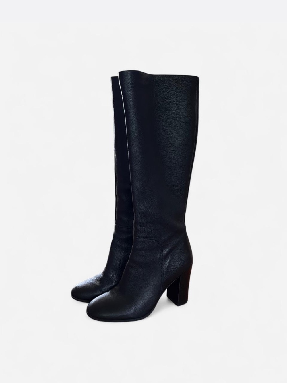 Kenneth Cole Justin Black Knee-High Block Heel Boots - Women's Leather Boot